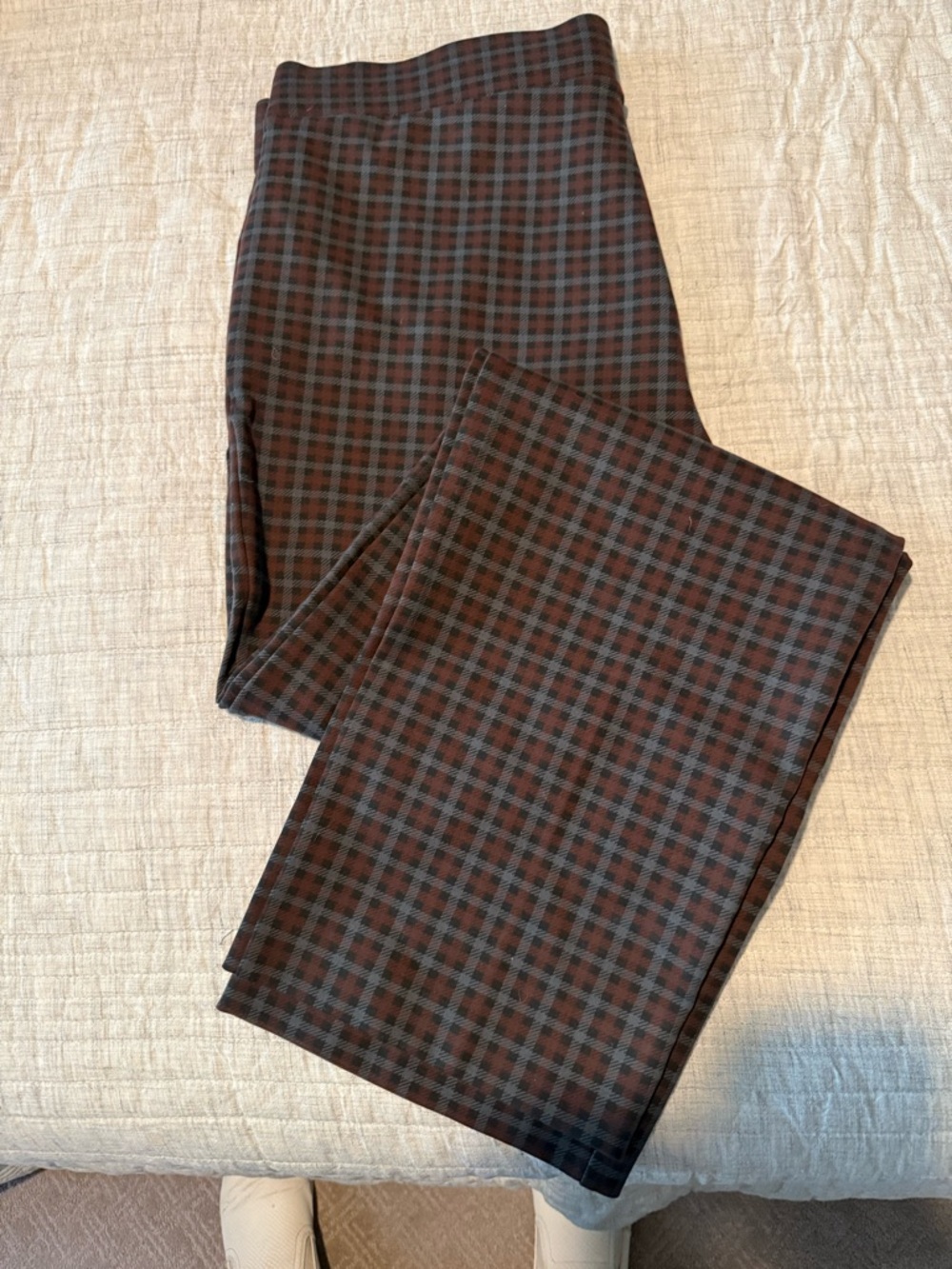 NWT LOFT Brown and Gray Plaid Pants